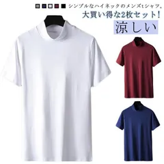 【2枚セット】ハイネック 冷感　ゴルフウェア 夏 半袖 ゴルフtシャツ　無地tシャツ 半袖 モックネック　春 メンズ ティーシャツ トップス　半袖tシャツ