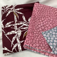 風呂敷　大判　2枚　ピンク（小桜）・赤紫（竹）　Q858