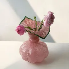 新しい未使用 ヴィンテージ風カボチャ形手作りガラス花瓶 - フレンチレトロスタイル、ホームデコ＆テーブルトップディスプレイに最適