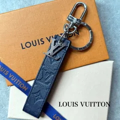 極美品 LOUIS VUITTON ルイヴィトン モノグラム シャドウ キーホルダー LVシャドウ ドラゴンヌ M01945 キーリング ネイビー レザー