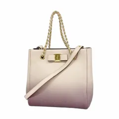 【5pa1057】サルヴァトーレフェラガモ ハンドバッグ ヴァラ レザー ベージュ パープル ゴールド金具 2wayバッグ【中古】レディース ☆SALE【5pa1057】サルヴァトーレフェラガモ ハンドバッグ ヴァラ