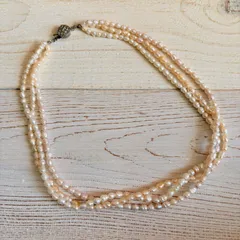 淡水パール　ライスパール　３連ネックレス