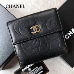 極美品 CHANEL シャネル カメリアココマーク wホック 二つ折り財布