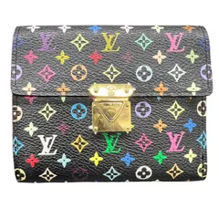 LOUIS VUITTON 希少 美品 ルイ ヴィトン ポルトフォイユ コアラ モノグラムマルチカラー ノワール 三つ折り財布 M58015 PVC レザー TH0046 ブラック コンパクトウォレット ミニ ヴィトン 村上隆 LV ABランク 中古 鑑定済