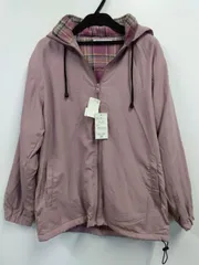 【訳あり】【新品未使用】あったか裏フリースジャンパー　ブルゾン　フード付き　フード取外し　M~Lサイズ　ピンク系　裏地チェック柄　散歩　上着　防寒　作業着