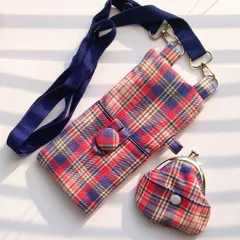 【セット】ふかふか×チェック柄×スマホショルダー&がま口財布　/秋冬/サコッシュ/小物入れ