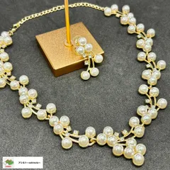 ☆パール ネックレス  片耳ピアス付 ゴージャス 結婚式 ドレス 普段使い イミテーションパール 44cm フォーマル プレゼント ギフト//P-46