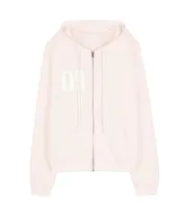 クリシーア09 Numbering hooded zip-up Pink 起毛