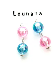 3564アシンメトリーピアス ピンク ブルー 樹脂ピアス