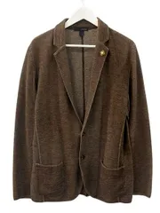 ラルディーニ LARDINI コットンリネン ハニカム2Bニット ジャケット JMLJM19 サイズL ブラウン テーラードジャケット ブレザー