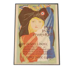 【A1サイズ（約59x84cm）】【bn-poster-597】古いレトロ ポスター フレーム付き リマスター レプリカ 1er mars, 1871, 1er mars, 1918. (1918)