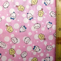約108×40  8189 キャラクター 生地 布  ちいかわ（ ドット柄 ピンク系 )ちいかわ生地 ちいかわ 生地 なんか小さくてかわいいやつ ハチワレ うさぎ モモンガ LINEスタンプ