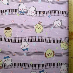 約108×40 8188  キャラクター 生地 布  ちいかわ（ ミュージック柄 パープル系 ) ちいかわ生地 ちいかわ 生地 なんか小さくてかわいいやつ ハチワレ うさぎ モモンガ LINEスタンプ 紫
