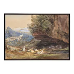 【B4サイズ（約25x36cm）】【bn-poster-6068】ポスター フレーム付き 名画 絵画 フレーム付き イタリアのラ・カーヴァ インテリア 風景画  横