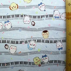 約108×40 8186  キャラクター 生地 布  ちいかわ（ ミュージック柄 ブルー系 ) ちいかわ生地 ちいかわ 生地 なんか小さくてかわいいやつ ハチワレ うさぎ モモンガ LINEスタンプ 青
