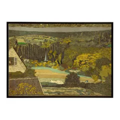 【A3サイズ（約30×42cm）】【bn-poster-6110】ポスター フレーム付き 名画 絵画 フレーム付き 森を見渡す窓からの風景 インテリア 自然風景  横