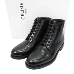 【値下】美品 CELINE セリーヌ レザー レースアップ ショート アンクル ブーツ サイズ34 箱付き 47000