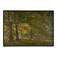 【A3サイズ（約30×42cm）】【bn-poster-6171】ポスター フレーム付き 名画 絵画 フレーム付き 羊のいる風景 インテリア 田園風景  横