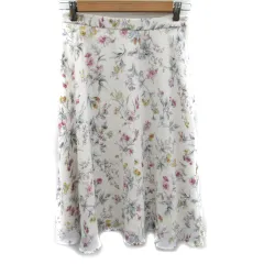 ナチュラルビューティーベーシック NATURAL BEAUTY BASIC フレアスカート ミモレ丈 花柄 M マルチカラー 白 ホワイト /SM19 ■MO