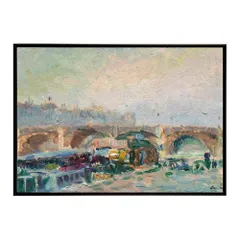 【B4サイズ（約25x36cm）】【bn-poster-6230】ポスター フレーム付き 名画 絵画 フレーム付き トゥルネル橋とベテューヌ埠頭 インテリア パリ風景  横