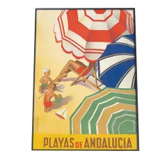 【A0サイズ（約84x119cm）】【bn-poster-632】古いレトロ ポスター フレーム付き リマスター レプリカ Playas de Andalucia (ca. 1939)