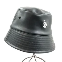【美品!!送料無料!!】 POLO Ralph Lauren ポロ ラルフローレン バケットハット レザー ブラック 古着 アパレル Mサイズ 57～59cm メンズ