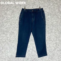 GLOBAL WORK 濃紺 ストレート デニムパンツ ウエストゴム入り Mサイズ