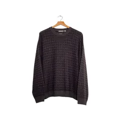 【Van Heusen】クルーネックニット｜メンズ2XLサイズ相当｜チャコールグレー｜格子編み