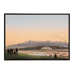 【B4サイズ（約25x36cm）】【bn-poster-6354】ポスター フレーム付き 名画 絵画 フレーム付き ヤラ川を越えて見るメルボルン インテリア 都市風景  横