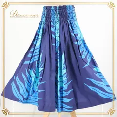 フラダンス 衣装 パウスカート ブルー系 シングル リーフ柄 ワントーン きれい かわいい 華やか 鮮やか シンプル ロング ハワイアン アロハ ハワイアンプリント フラ ダンス レッスン 練習 大人っぽい
