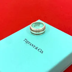 極 美品 箱付き TIFFANY&Co. ティファニー グルーブド ダブル ライン シルバー950 リング 指輪 7号 アクセサリー シルバー 35592