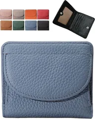 グリーンパキラ 財布 レディース 二つ折り ミニ財布 本革 コンパクト ボックス型 小銭入れ 小さい財布 ミニウォレット ミニマリスト (ネイビー)