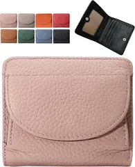 グリーンパキラ 財布 レディース 二つ折り ミニ財布 本革 コンパクト ボックス型 小銭入れ 小さい財布 ミニウォレット ミニマリスト (ピンク)