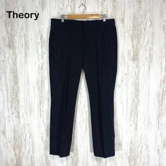 Theory セオリー ストライプ センタープレス スラックスパンツ スラックス ネイビー メンズ XL