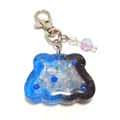 【ハンドメイド】シェイカーキーホルダー レジン  ブルー ブラック