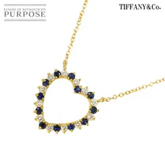ティファニー TIFFANY&Co. ハート サファイヤ ダイヤ ネックレス 41cm K18 YG イエローゴールド 750 Heart Necklace 90302584
