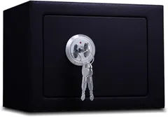 Asdays 金庫家庭用 スチール製金庫 戸建て防犯用 シリンダー式 5L 23x17x17cm (ブラック)