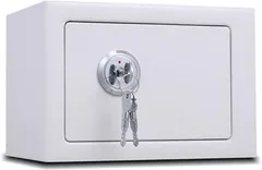 Asdays 金庫家庭用 スチール製金庫 戸建て防犯用 シリンダー式 5L 23x17x17cm (ホワイト)