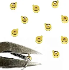 Lunon ワンパッチン テグス ワイヤー 留め 金具 日本製/留め金具 パーツ 10個セット高強度 簡単 美しい仕上がり ワンプッシュ ボールチップ つぶし玉 (ゴールド,  3mm)