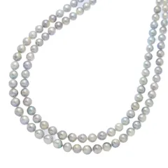 ロング･ブルー･アコヤ真珠/Japan Pearl/養殖真珠･真珠（パール）ネックレス･ペンダント/Silver/銀製-77.8g/Φ6.5?/シルバー【A】【メンズ・レディース】★■588898【中古】