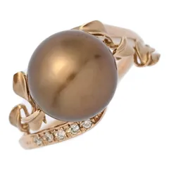 ピンクゴールド 黒蝶真珠/タヒチパール/Φ10.3mm 真珠（パール）･ダイヤモンドリング/K18PG/750-5.6g/FD:0.04ct/11号/#51【♀】【S】【レディース】★■589050【中古】