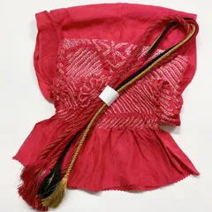 ［6424］帯締め 帯揚げ セット 楓花文様 絞り 金糸 正絹 着物 帯絞め