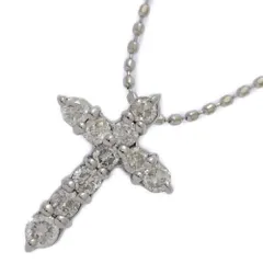 0.3ct/クロスモチーフ･ダイヤモンドネックレス･ペンダント/K14WG/585-1.6g/ホワイトゴールド 翌日配送可【♀】【S】【レディース】★■590760【中古】