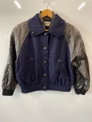ピA152⚫︎renoma ⚫︎レノマ⚫︎日本製⚫︎ブルゾン⚫︎ジャケット⚫︎アウター⚫︎異素材⚫︎牛革⚫︎毛100%⚫︎size38⚫︎黒×ネイビー