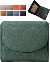 グリーンパキラ 財布 レディース 二つ折り ミニ財布 本革 コンパクト ボックス型 小銭入れ 小さい財布 ミニウォレット ミニマリスト (グリーン)