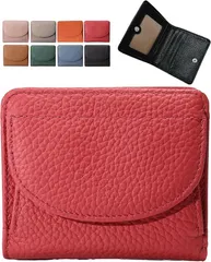 グリーンパキラ 財布 レディース 二つ折り ミニ財布 本革 コンパクト ボックス型 小銭入れ 小さい財布 ミニウォレット ミニマリスト (レッド)