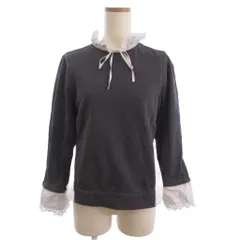 シーニューヨーク sea NEW YORK カットソー スウェット地 レース切替 レイヤード風 白 チャコールグレー ホワイト S