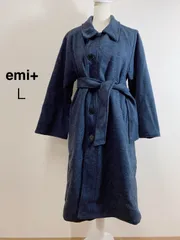 emi+ バックスリットロングコート ロングコート ベルト付き ウールライク Aラインシルエット ボリュームスリーブ ネイビー アウター 秋冬 レディース Lのサムネイル