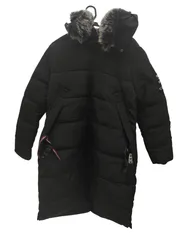 【未使用】【サイズは商品説明参照】ボアレディースダウンジャケット冬コート ロングコートフード付き厚手防風防寒撥水加工ファーコートY- 480