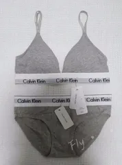 新品 カルバンクライン レディース ブラ ショーツ 上下セット グレー Lサイズ 下着
